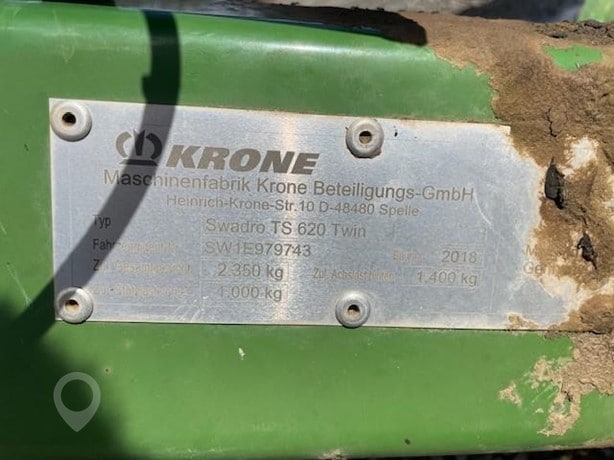 2018 Krone Swadro TS620 Hay - Rake for sale — view 2