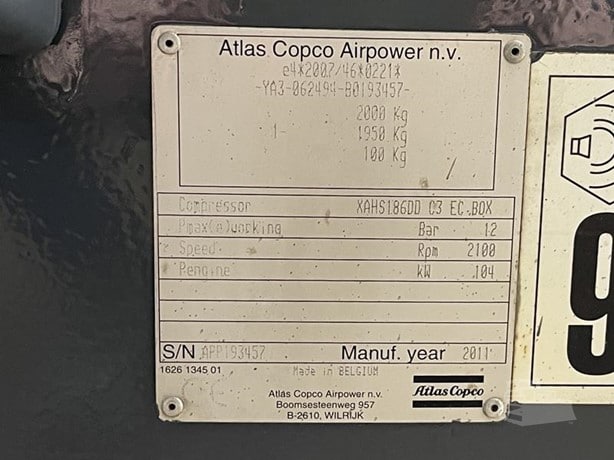 2011 Atlas Copco Compressor - Mobile for sale — view 4