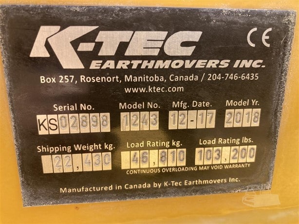 2018 K-Tec 1243ADT Road - Scraper - Pull for sale — view 5