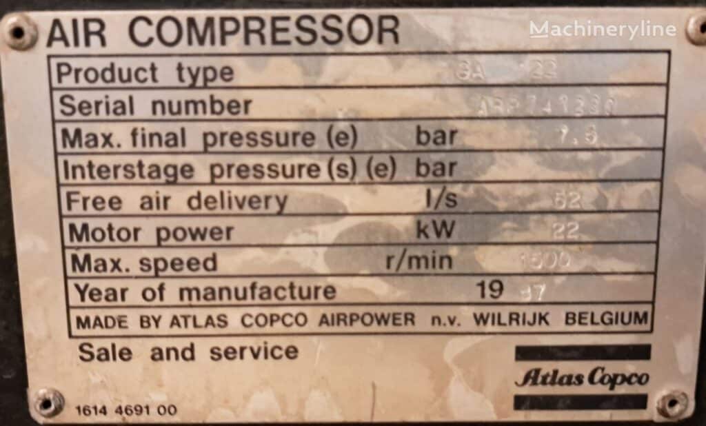 Atlas Copco GA 122 Compressor - Stationary for sale — view 3