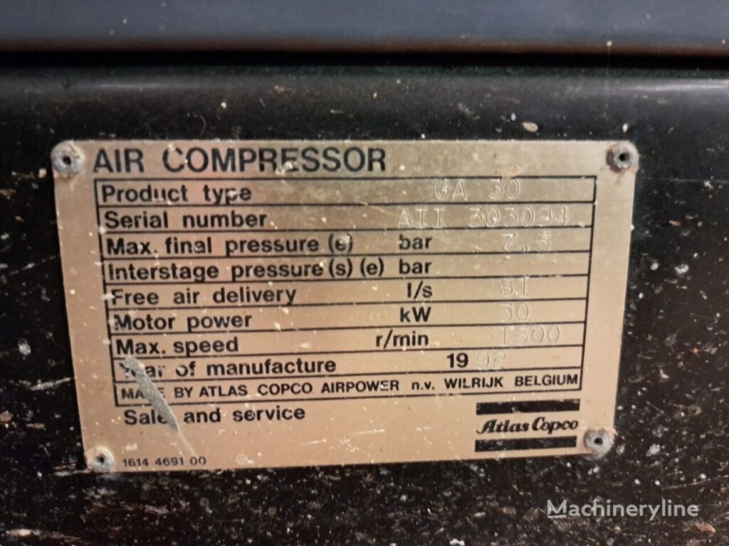 Atlas Copco GA 30 Compressor - Stationary for sale — view 3
