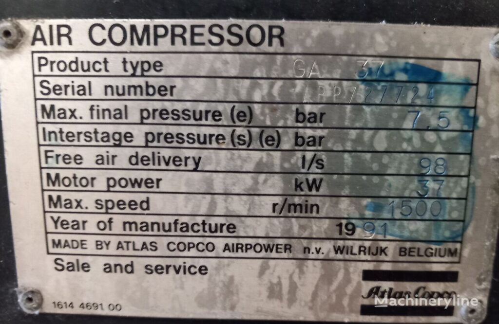 1991 Atlas Copco GA 37 Compressor - Stationary for sale — view 5