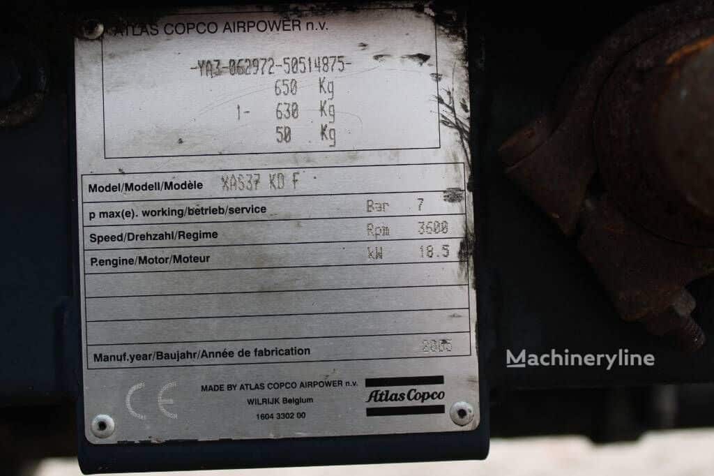 Atlas Copco XAS 37 KD Compressor - Mobile for sale — view 4