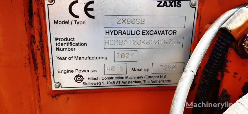 2007 Hitachi ZX80 SB Excavator - Mini for sale — view 5
