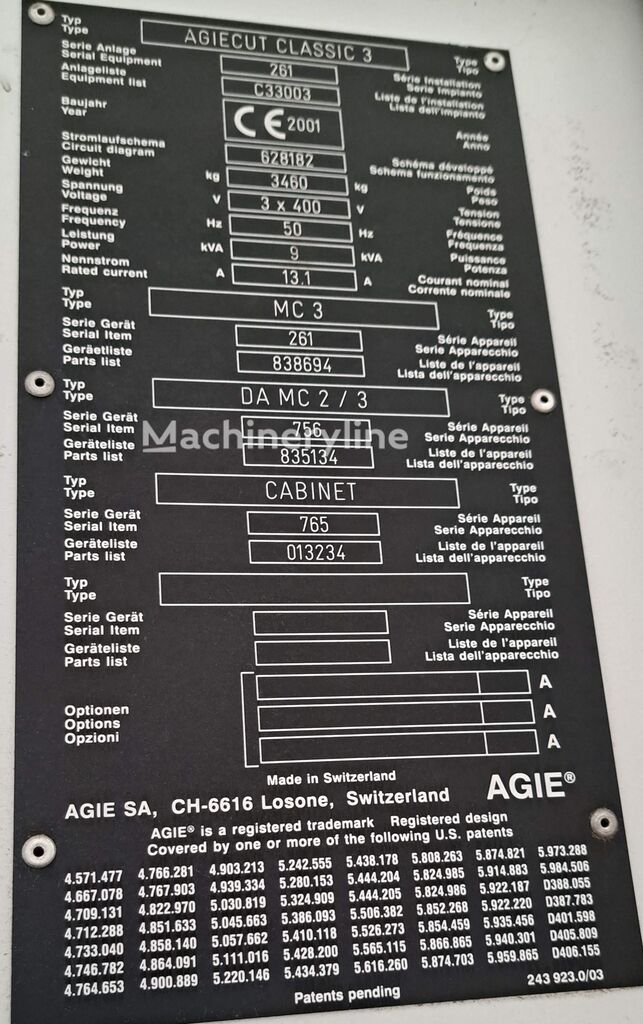 2001 Agie Agiecut CLASSIC3 Machining Center for sale — view 4