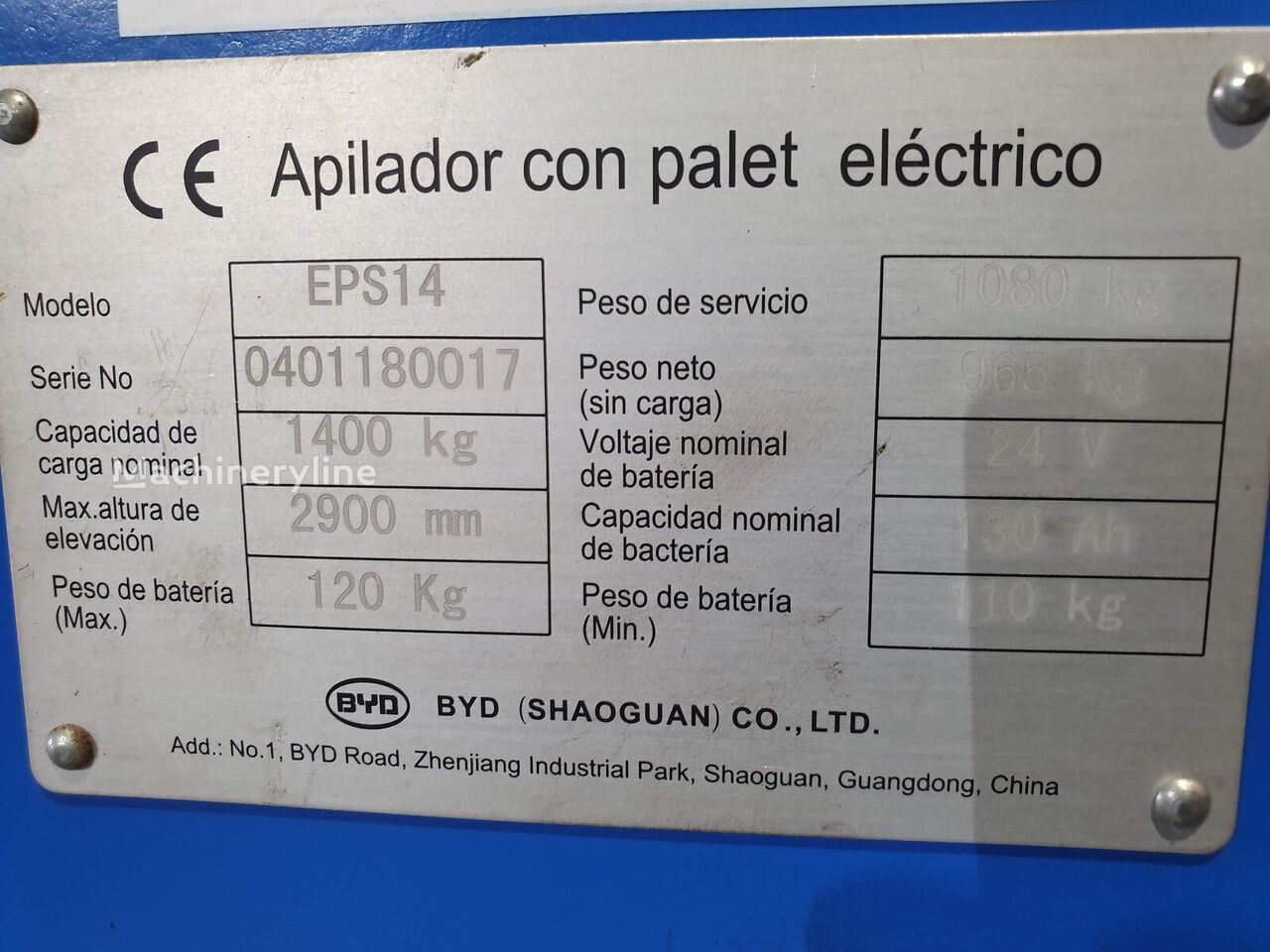 2018 BYD EPS14 Pallet Truck for sale — view 2