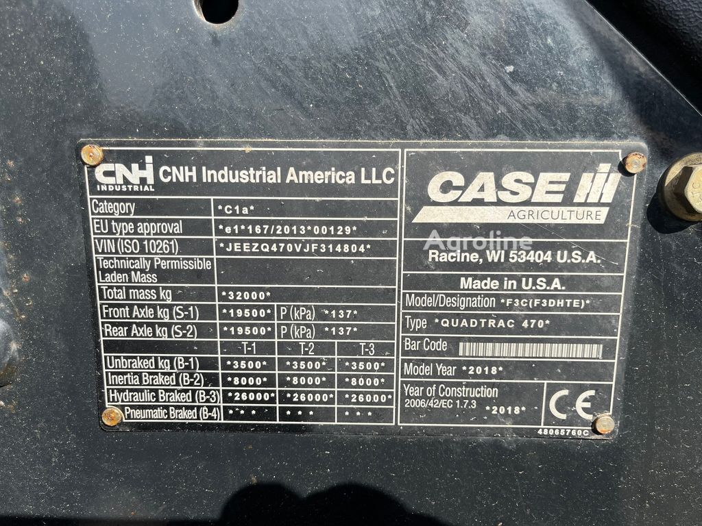 2018 Case IH Quadtrac 470 C Tractor - Track for sale — view 2