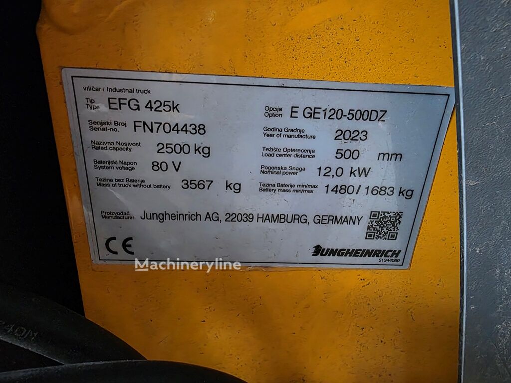 Jungheinrich EFG 425K DZ 50 Electric Forklift for sale — view 5
