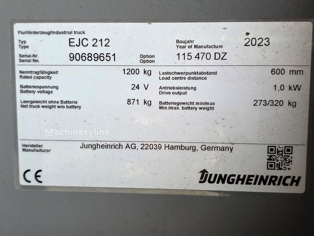 Jungheinrich EJC 212 DZ 470 Pallet Truck for sale — view 5