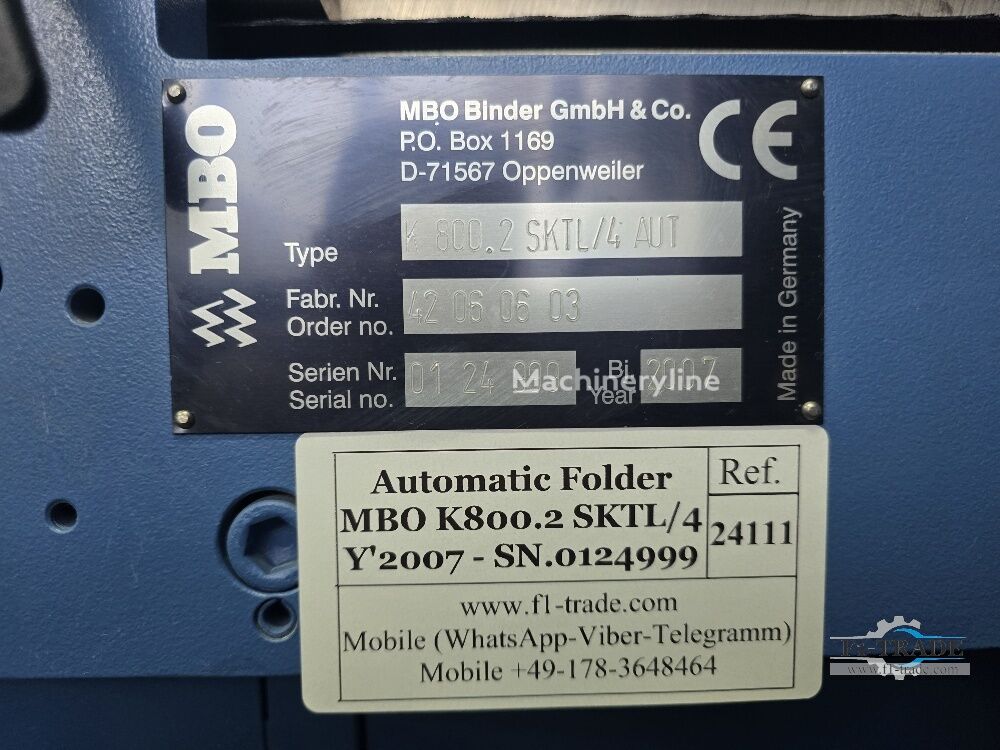 2007 MBO K 800.2 Sktl 4 Folding Machine for sale — view 2