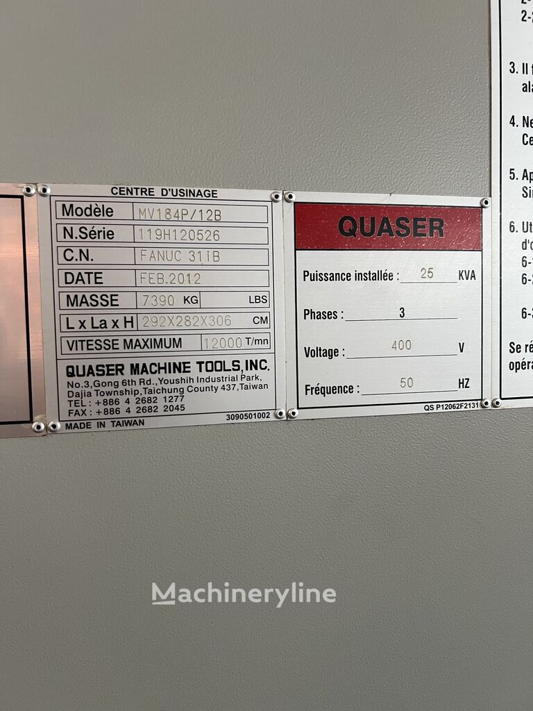 2012 Quaser MV184 P Machining Center for sale — view 5