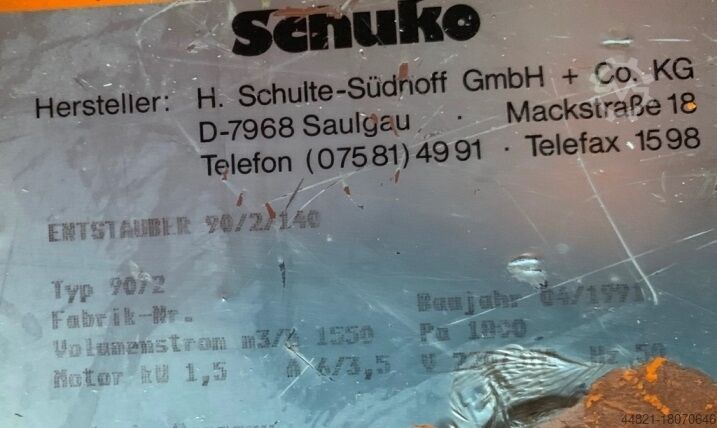 1991 Schuko 90-2-140 Dust Collector for sale — view 2