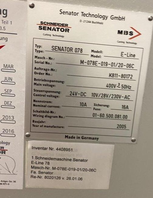 2005 Schneider Senator 78 E-LINE Guillotine for sale — view 5