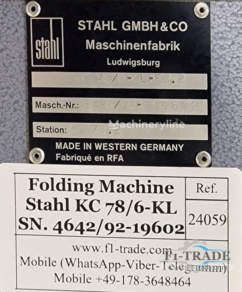 1992 Stahl KC78 6-KTL Folding Machine for sale