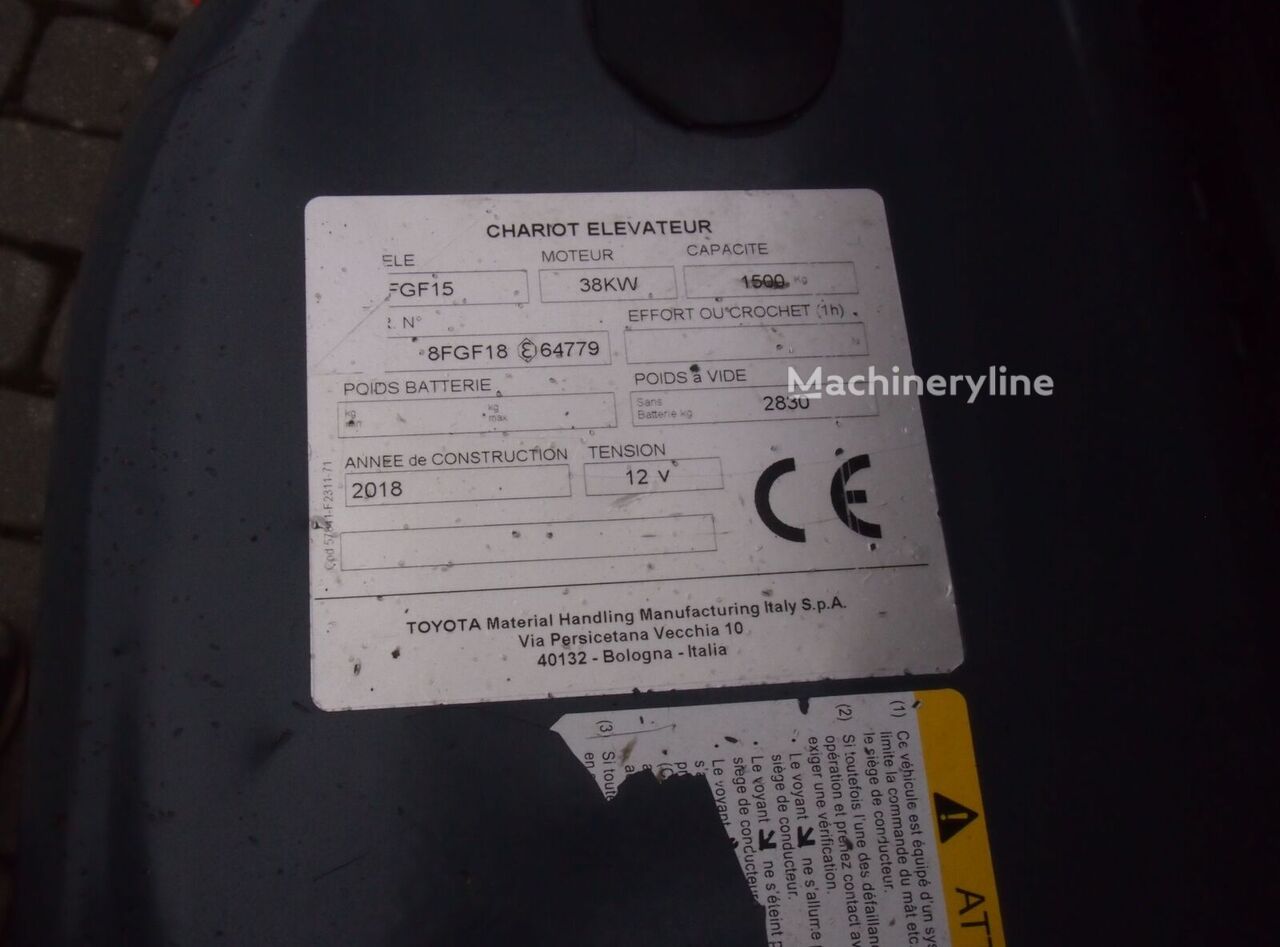 2018 Toyota 8FGF15 Gas Forklift for sale — view 5