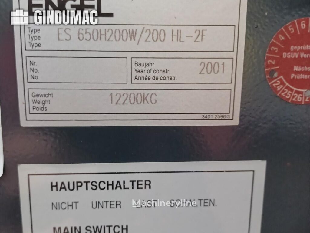 2001 Engel ES650H 200W-20 Injection Molding for sale — view 2
