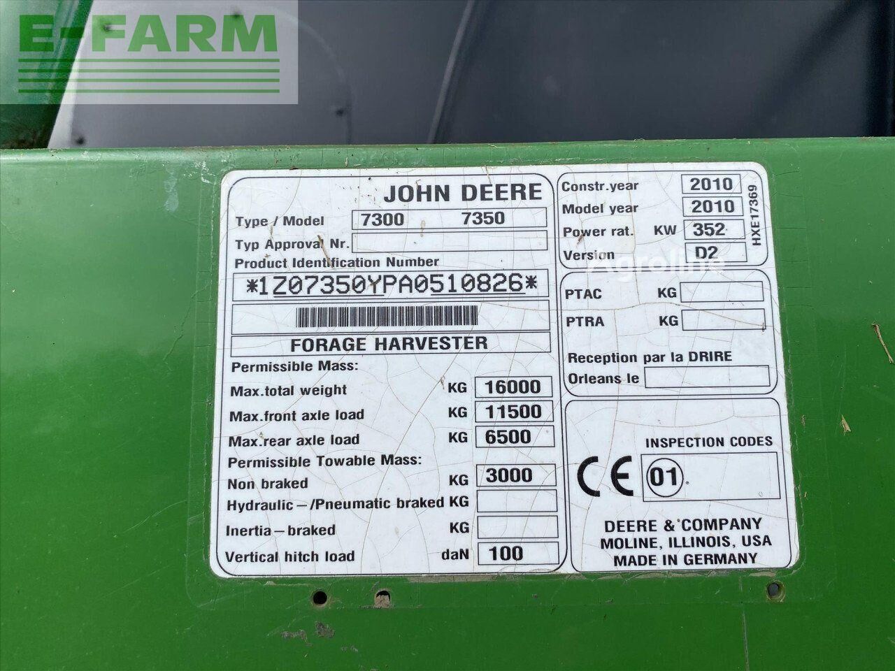 2010 John Deere 7350 Harvester - Forage for sale — view 3