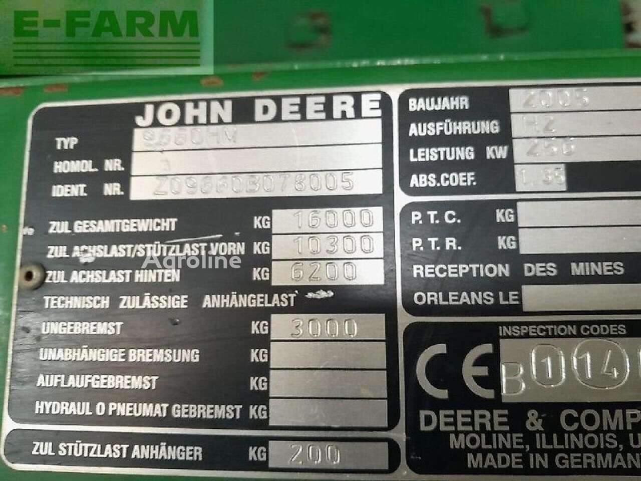2005 John Deere 9660I WTS Harvester - Grain for sale — view 2
