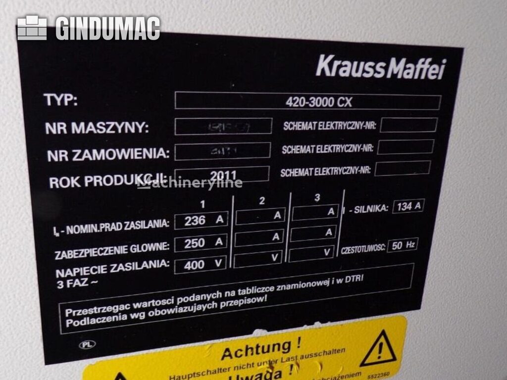 2011 Krauss Maffei 420-3000 CX Injection Molding for sale — view 3