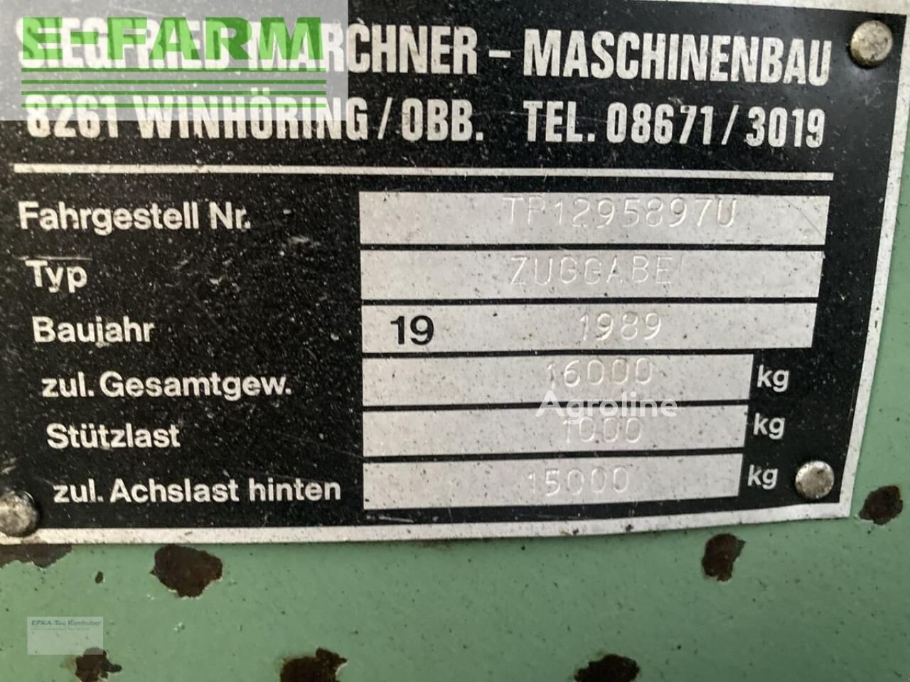 1989 Marchner FW12000 Manure - Spreader for sale — view 3
