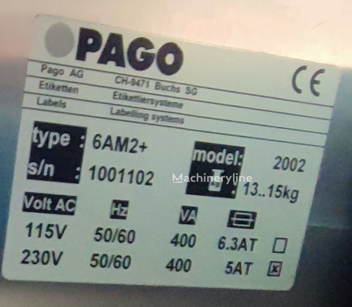 2002 Pago 6AM2 Labeling Machine for sale — view 4
