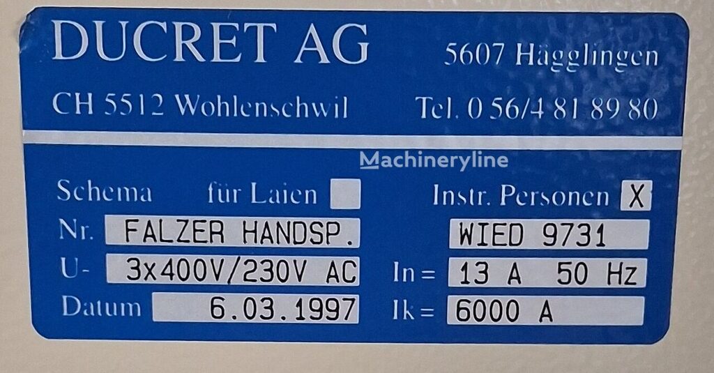 DUCRET AG, CH-5612 Wohlenschwil (Schweiz) FAZLER HANDSP Laboratory Equipment for sale — view 2