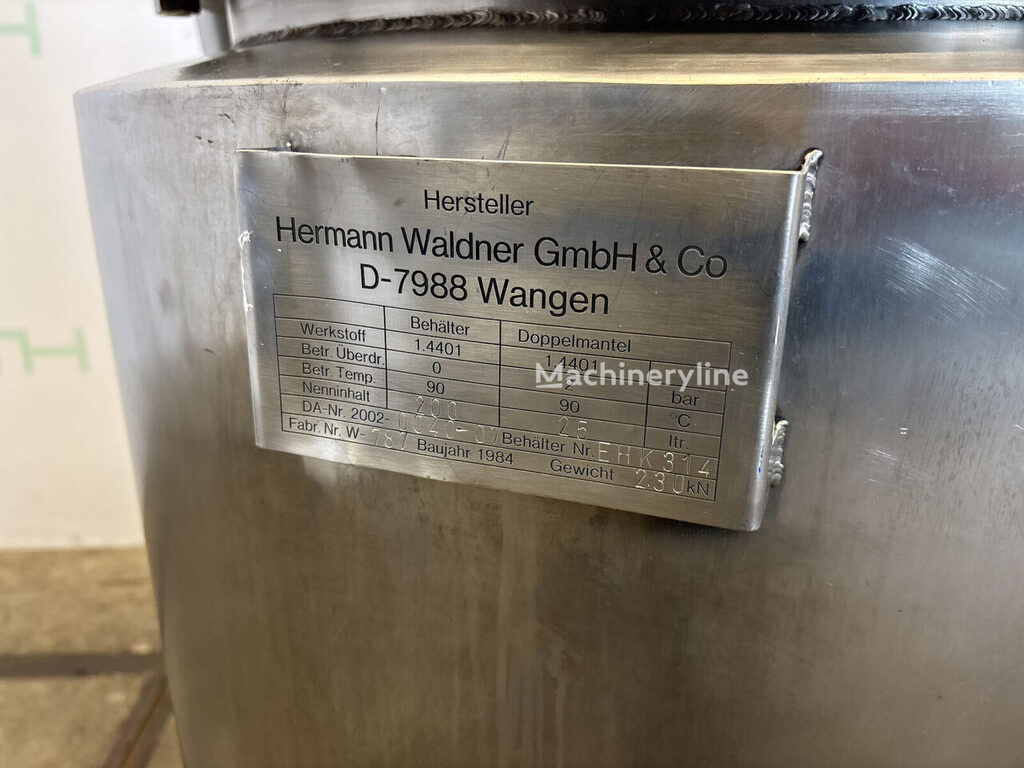 Hermann Waldner 200l - Stirring vessel Mixer Blender for sale — view 4