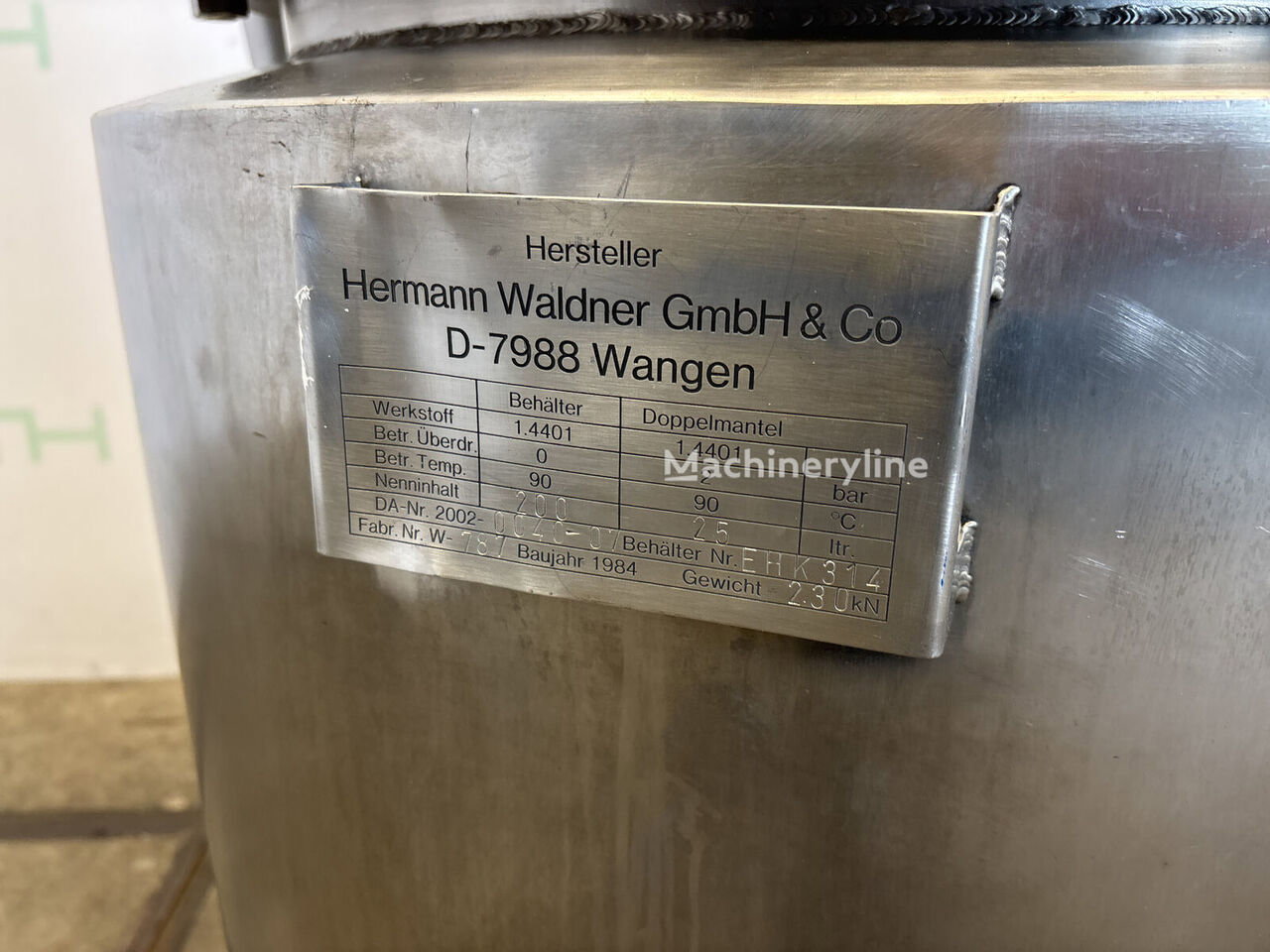 Hermann Waldner 200l - Stirring vessel Mixer Blender for sale — view 4