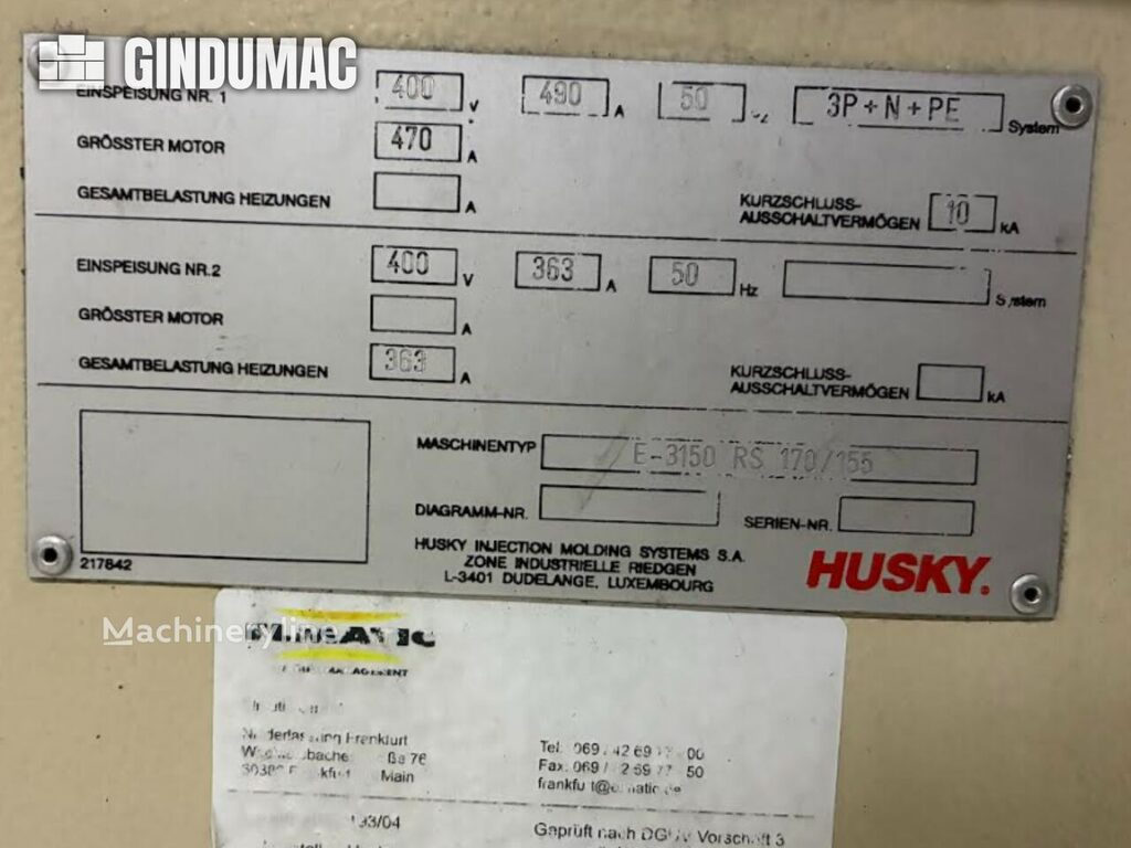 1997 Husky E 3150 RS 170 Injection Molding for sale — view 4