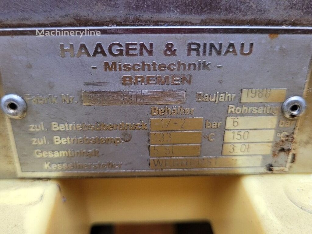 Unimix Haagen & Rinau Bremen Processing vessel Mixer Blender for sale — view 2